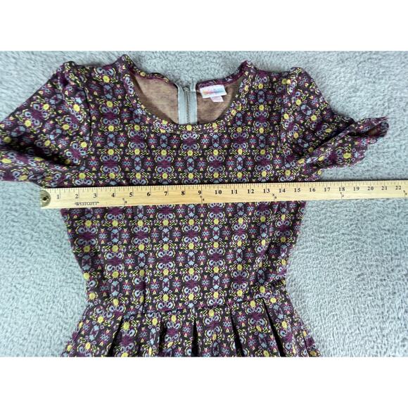 LuLaRoe Amelia Dress Womens Small Purple Floral Geometric Knee Length Pockets - Picture 4 of 7